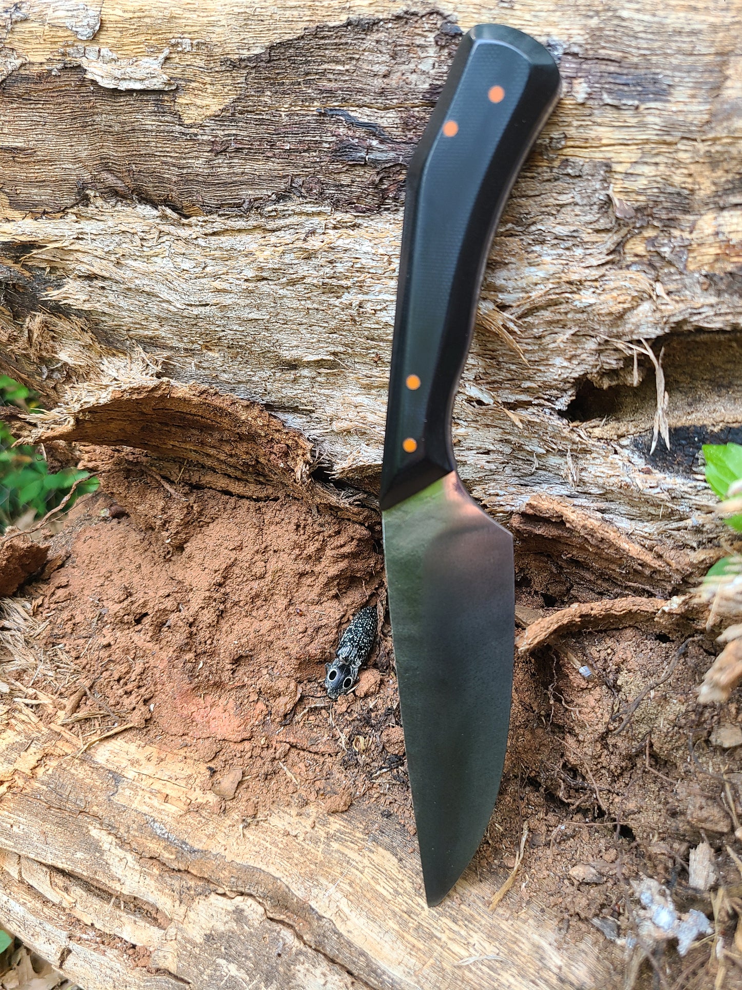 Black G10 Thorn Knife with Handstitched Leather Sheath