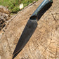 Black G10 Thorn Knife with Handstitched Leather Sheath