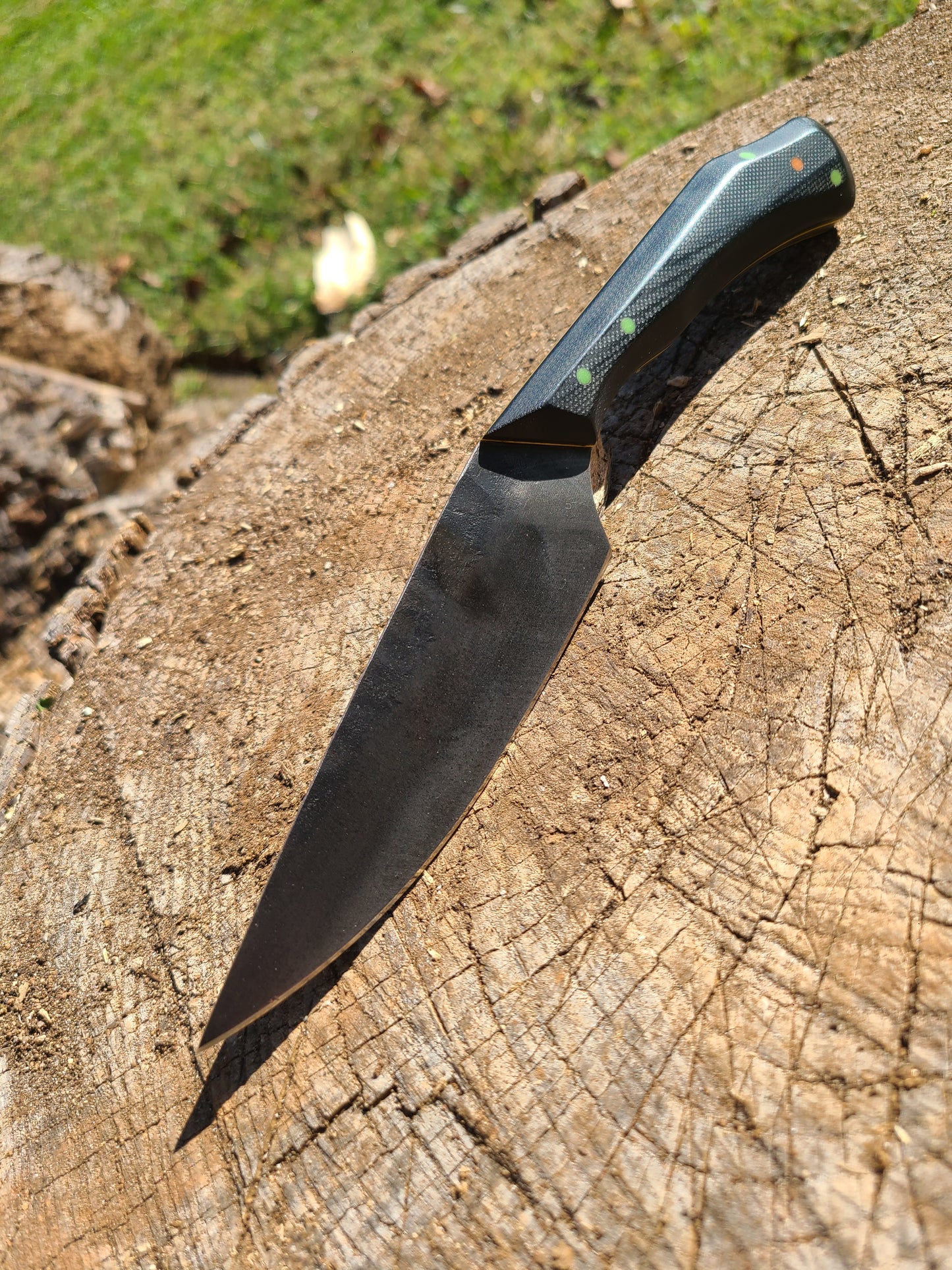 Black G10 Thorn Knife with Handstitched Leather Sheath