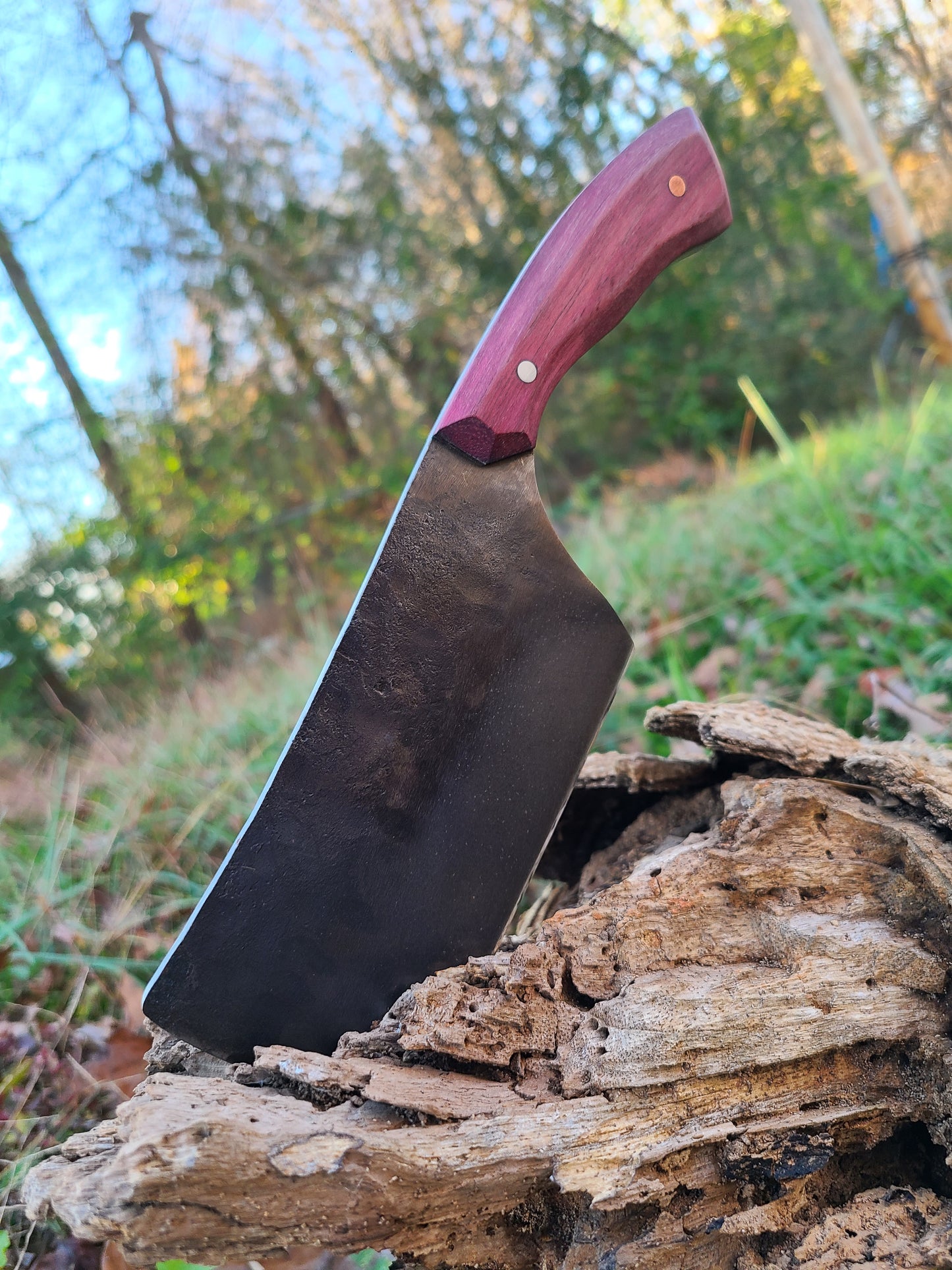 Purpleheart Handle Cleaver